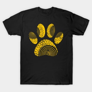 Sunflower Pattern Dog Paw Print With Distressed Effect T-Shirt